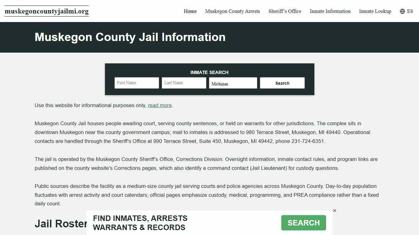 Muskegon County, MI Jail Roster, Inmate Info