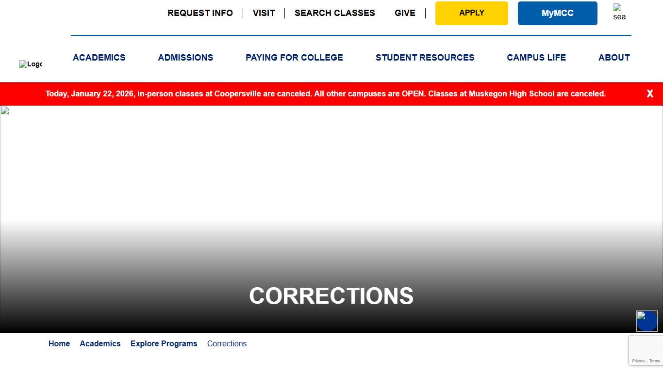 Corrections - Muskegon Community CollegeMuskegon Community College